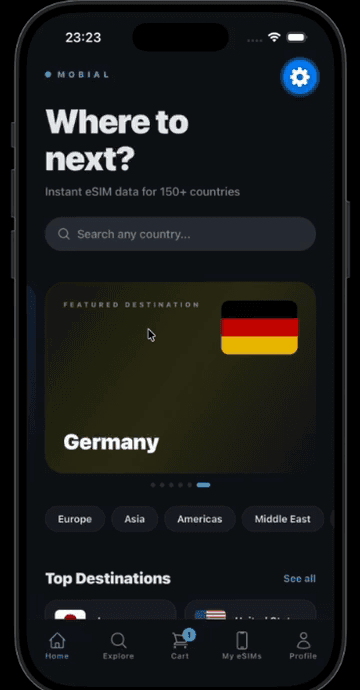 Mobial eSIM App - Browse eSIM plans for 190+ countries